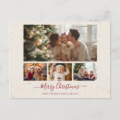 Elegant Marble 4 Photo Christmas Card シーズンポストカード (正面)