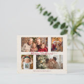 Elegant Marble 4 Photo Christmas Card シーズンポストカード (スタンド正面)