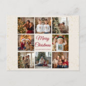 Elegant Marble 8 Photo Christmas Card シーズンポストカード (正面)