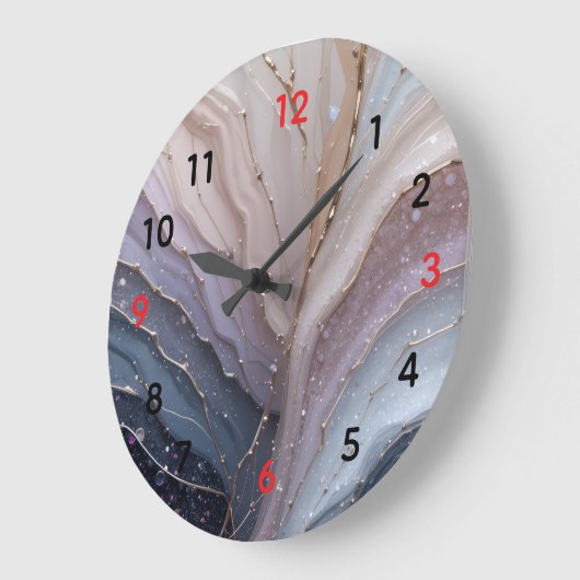 Elegant Marble Abstract Wall Clock – Modern Pastel ラージ壁時計 (傾斜)