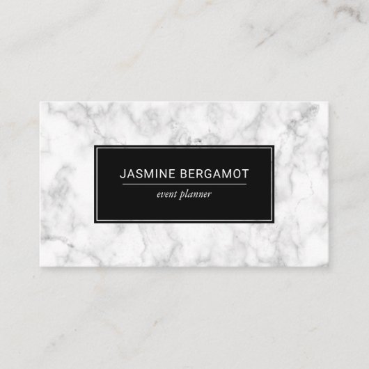 Elegant Marble Black and White Event Planner 名刺 (正面)