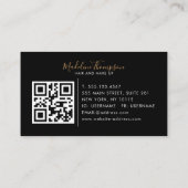 Elegant Marble Black Gold Photo QR Code Monogram 名刺 (裏面)