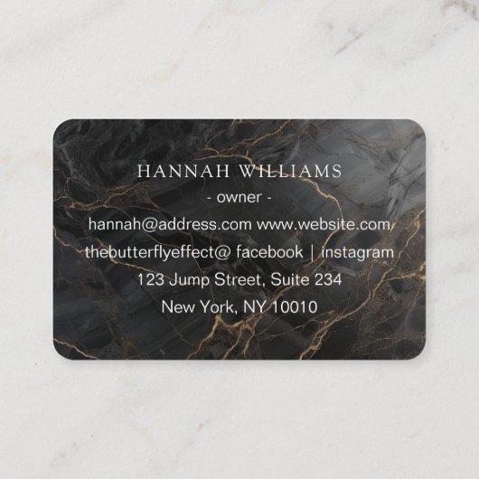 Elegant Marble Black-Gold Salon 名刺 (裏面)