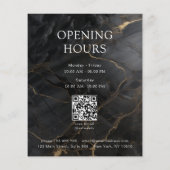 Elegant Marble Black-Gold Salon Qr Code & Logo チラシ (裏面)
