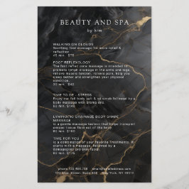 Elegant Marble Black-Gold Salon QR Code Pricelist チラシ