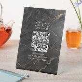 Elegant Marble-Black-Gold Salon Social Media 台座サイン (インサイチュ)