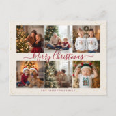 Elegant Marble Christmas Photo Collage シーズンポストカード (正面)