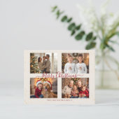 Elegant Marble Four Photo Christmas Card シーズンポストカード (スタンド正面)