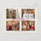 Elegant Marble Four Photo Christmas Card シーズンポストカード (正面)
