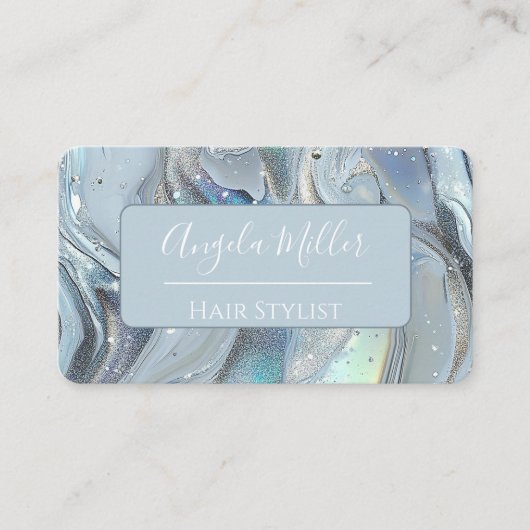 Elegant Marble & Glitter Business Card Design 名刺 (正面)