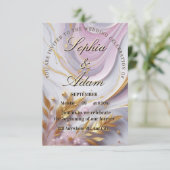 Elegant Marble & Gold Wedding Invitation 招待状 (スタンド正面)
