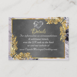 Elegant Marble, Grey, Gold Frame, Silver Heart エンクロージャーカード