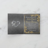 Elegant Marble, Grey, Gold Frame, Silver Heart 案内状 (内部)