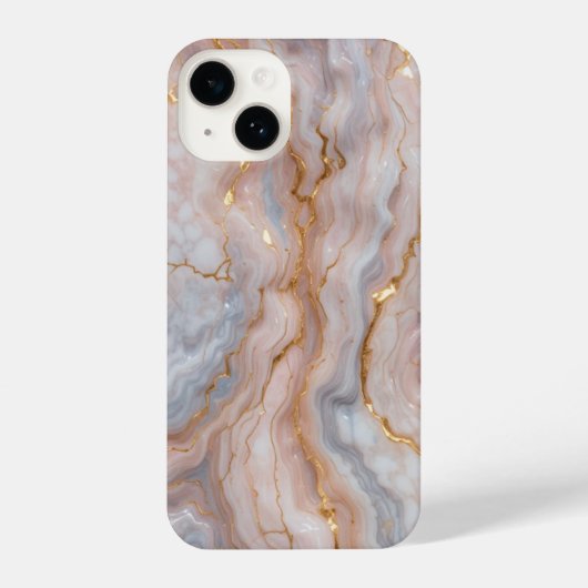 Elegant Marble iPhone14 Case with Gold Veins iPhoneケース (裏面)