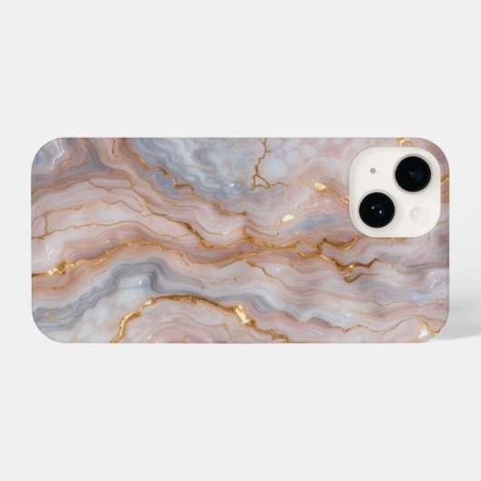 Elegant Marble iPhone14 Case with Gold Veins  iPhoneケース (裏面横)