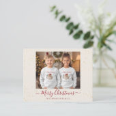 Elegant Marble Single Photo Christmas Card シーズンポストカード (スタンド正面)