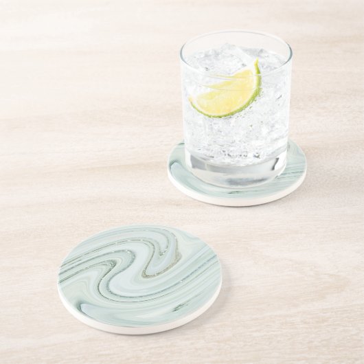 Elegant Marble Swirl Glitter Pattern Sparkle Glam コースター (側面)