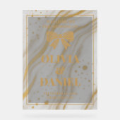 Elegant Marble Texture Welcome with Gold アクリルサイン (正面)