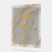 Elegant Marble Texture Welcome with Gold アクリルサイン (傾斜)