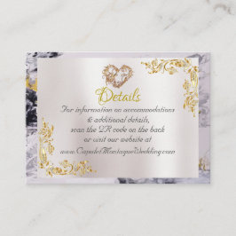 Elegant Marble, White, Gold Frame, Gold Heart エンクロージャーカード