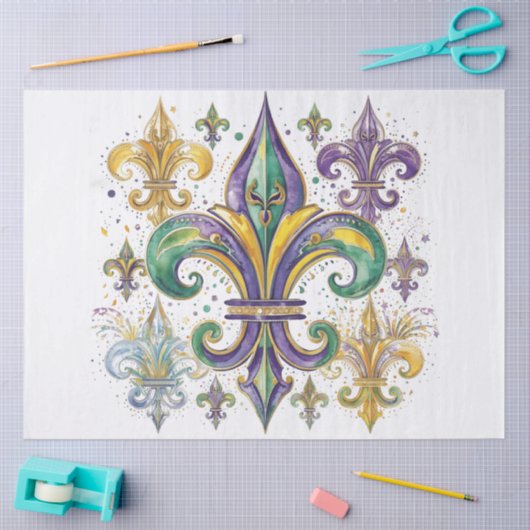 Elegant Mardi Gras Colors Decoupage 薄葉紙 (クラフト)