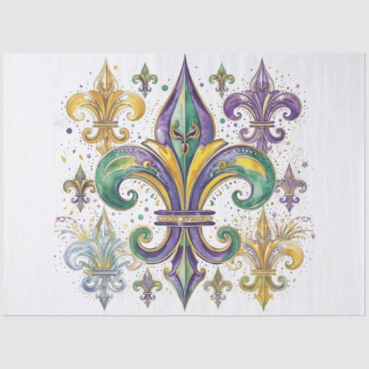 Elegant Mardi Gras Colors Decoupage 薄葉紙 (正面)