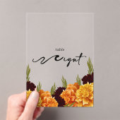 Elegant "MARIGOLD" Floral Acrylic Table Number アクリル招待状 (インサイチュ (ポータブル))