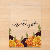 Elegant "MARIGOLD" Floral Acrylic Table Number アクリル招待状 (正面)