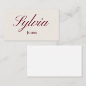 Elegant maroon beige wedding flat place cards プレイスカード (正面/裏面)