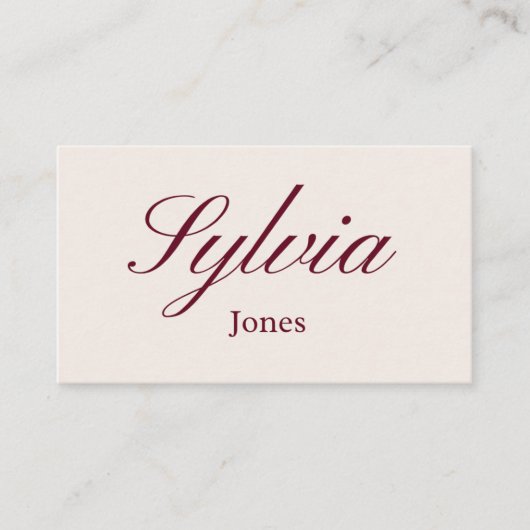 Elegant maroon beige wedding flat place cards プレイスカード (正面)
