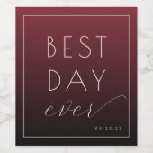 Elegant Maroon Calligraphy Celebration ワインラベル (シングルラベル)