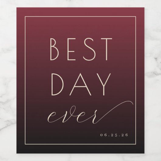 Elegant Maroon Calligraphy Celebration ワインラベル (シングルラベル)