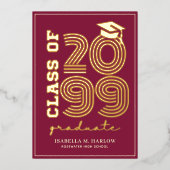 Elegant Maroon Gold Graduation YY Announcement 箔招待状 (正面)