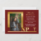 Elegant Maroon Gold NP Nurse Practitioner 案内状 (正面)
