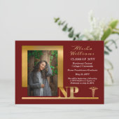 Elegant Maroon Gold NP Nurse Practitioner 案内状 (スタンド正面)