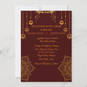 Elegant Maroon & Gold Wedding Invitation 招待状 (正面)