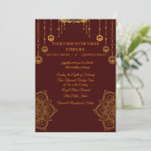Elegant Maroon & Gold Wedding Invitation 招待状 (スタンド正面)