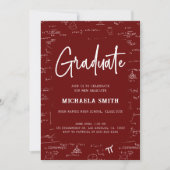 Elegant Maroon Graduate Math Photo Graduation 招待状 (正面)