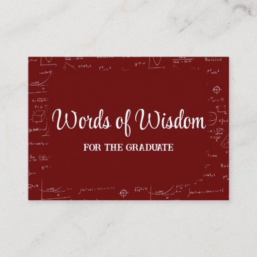 Elegant Maroon Graduate Words of Wisdom Advice エンクロージャーカード (正面)