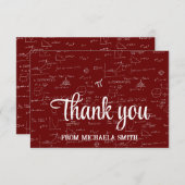 Elegant Maroon Mathematics Formulas Graduation サンキューカード (正面/裏面)