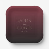 Elegant Maroon Minimalist Names ペーパープレート (正面)