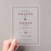 Elegant Maroon Minimalist Wedding Invitation アクリル招待状 (インサイチュ (ポータブル))
