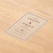 Elegant Maroon Minimalist Wedding Invitation アクリル招待状 (レイダウン)