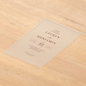 Elegant Maroon Minimalist Wedding Invitation アクリル招待状 (レイダウン)