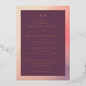 Elegant Maroon Ombre Wedding Invitation 箔招待状 (正面)