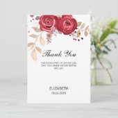 Elegant Maroon Rose Floral Greenery Birthday サンキューカード (スタンド正面)