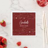 Elegant Maroon Script Math Graduate Napkins スタンダードカクテルナプキン (インサイチュ)