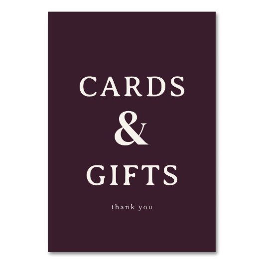Elegant Maroon Serif Gratitude Card テーブルナンバー (正面)