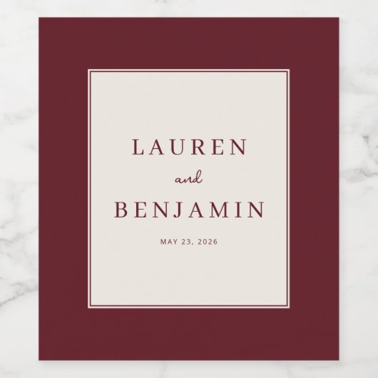 Elegant Maroon Typographic ワインラベル (シングルラベル)