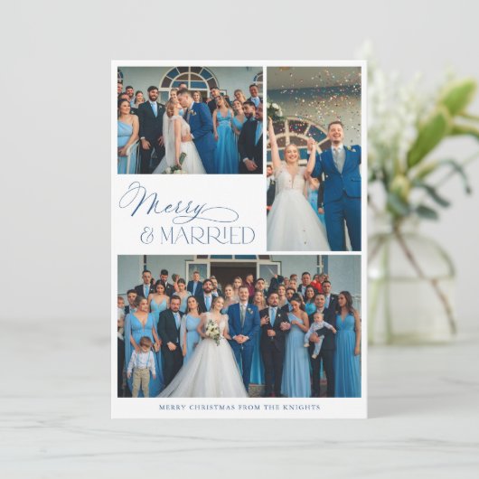 Elegant Married and Merry Photo Collage シーズンカード (スタンド正面)